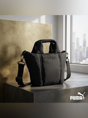 PUMA Puffer Y2K Streetwear Quilted Black Mini Tote Bag - 942588-01 - NWT